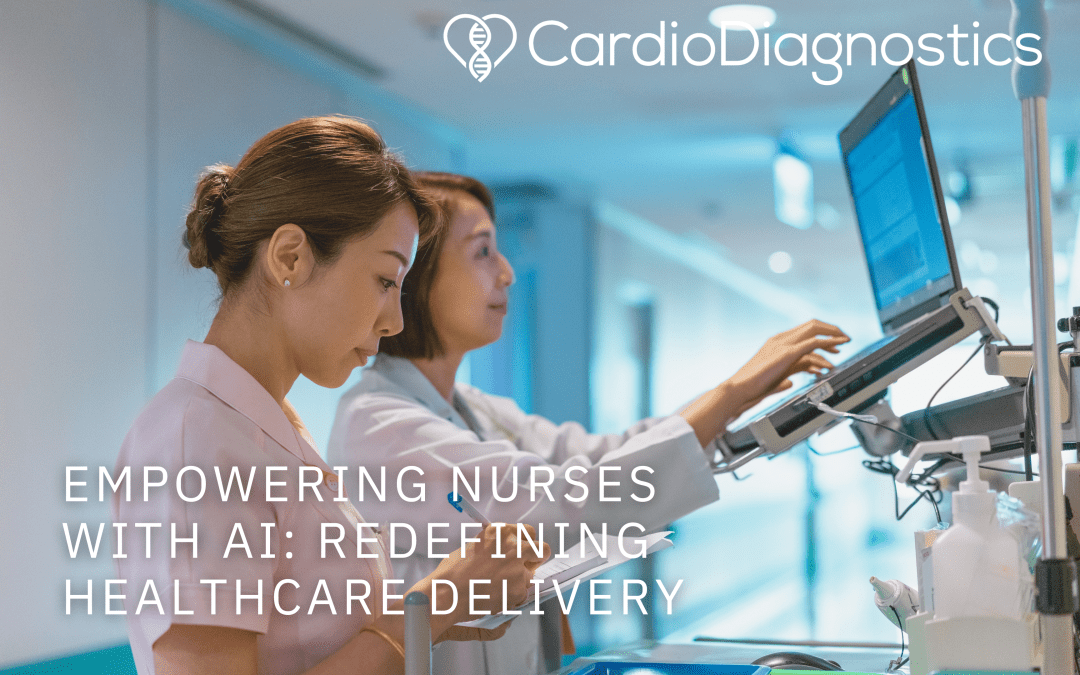 Illustration depicting a nurse with AI technology, showcasing how AI is revolutionizing nursing care.